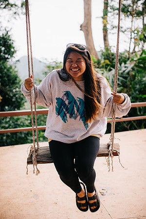 when there's a swing on the top of a mountain you swing on it